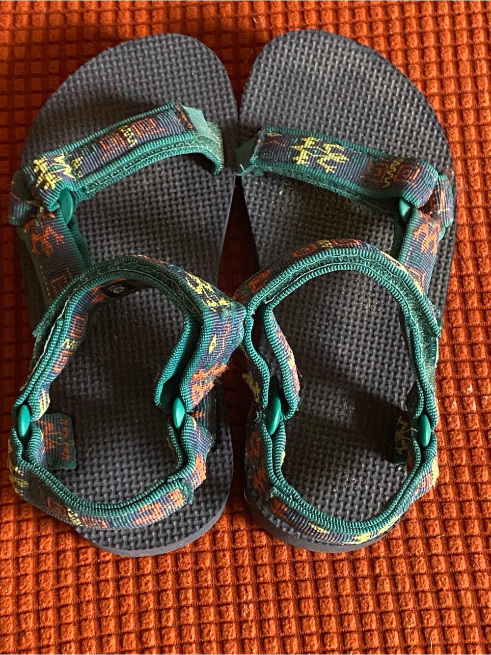 Teva Kids Universal Original Sandals in Teal and Multicolor Pattern